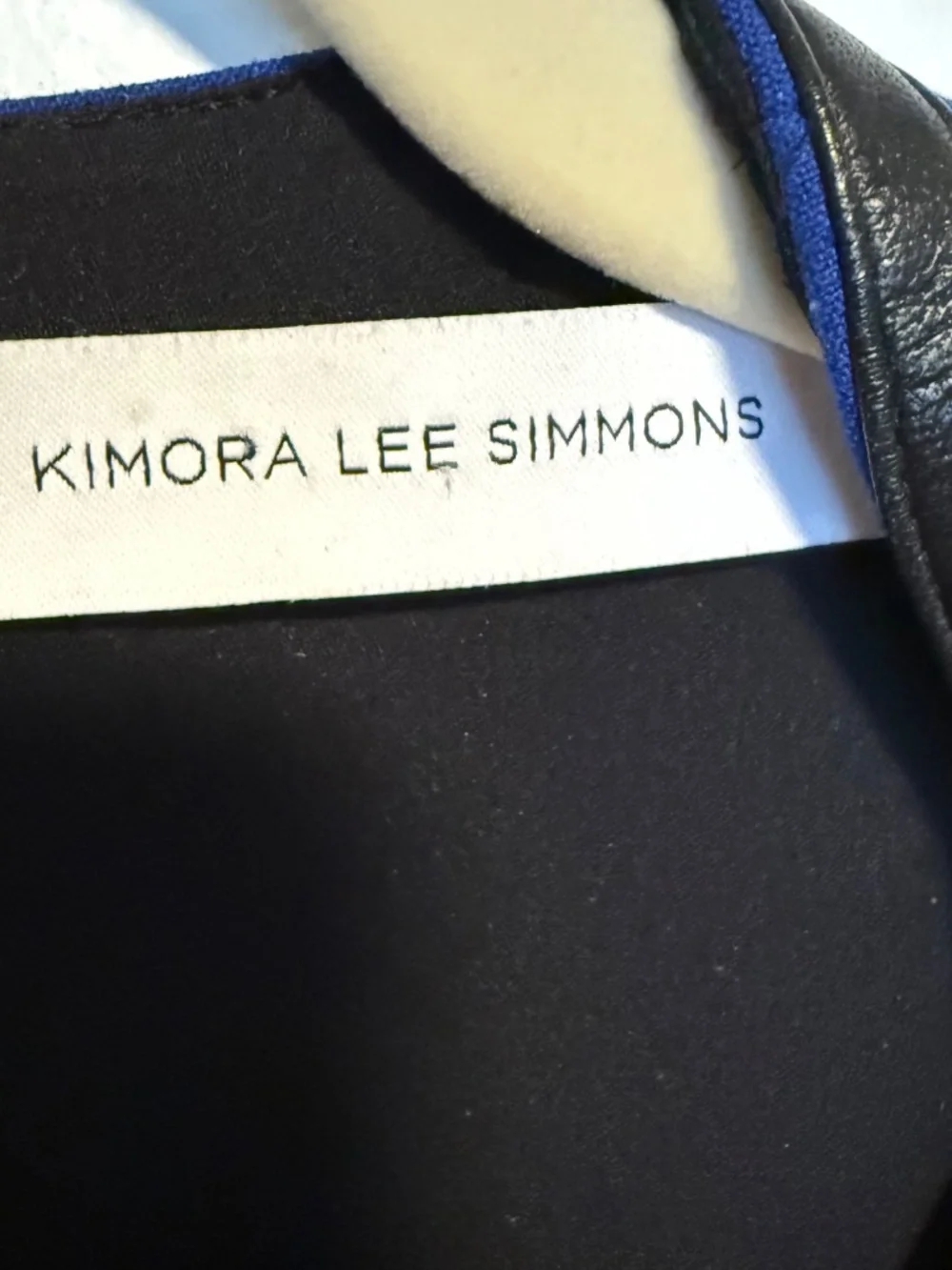 Kimora Lee Simmons Blue Midi Dress Black Leather‎ Trim